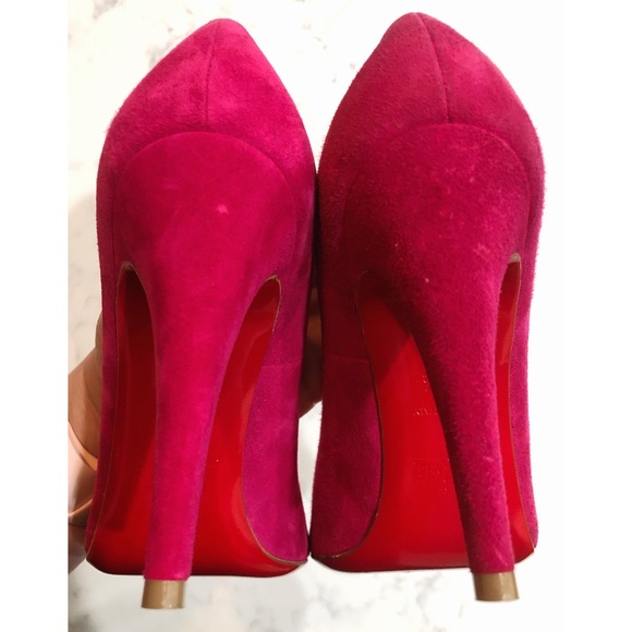 CHRISTIAN LOUBOUTIN Hot Pink “Simple Pump” Suede Heels SZ 36.5 - Picture 11 of 17